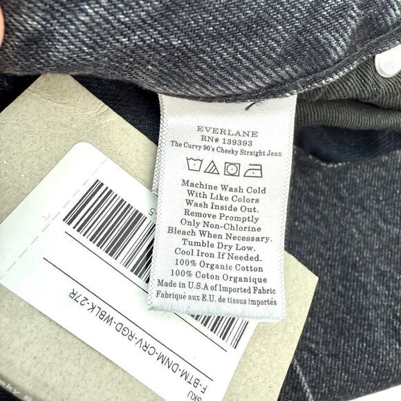 Everlane NWT The 90s Cheeky Straight Denim Jeans Women’s Size 27R Washed Black - Picture 8 of 11